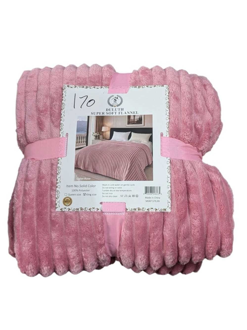 Super Soft Flannel Pink Plush Throw Blanket King Size